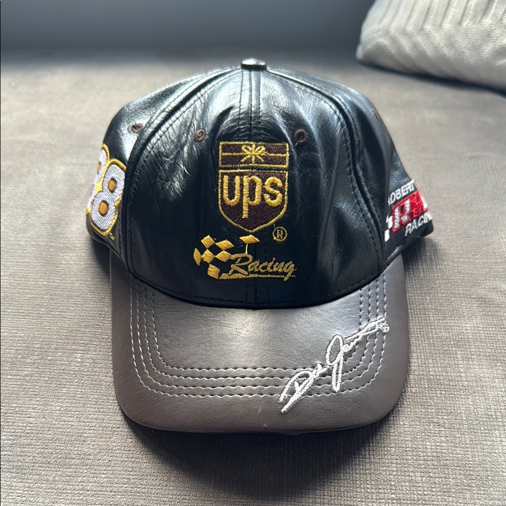 Vintage Dale Jarrett Leather Strapback Hat / Nascar / Made In USA